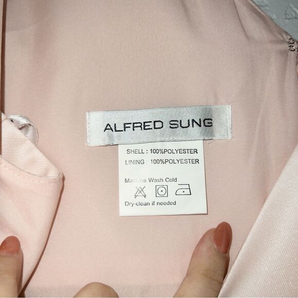 NWT Alfred Sung Blush Sleeveless Hi-Low Cocktail Formal Dress Size 18 - Picture 9 of 10